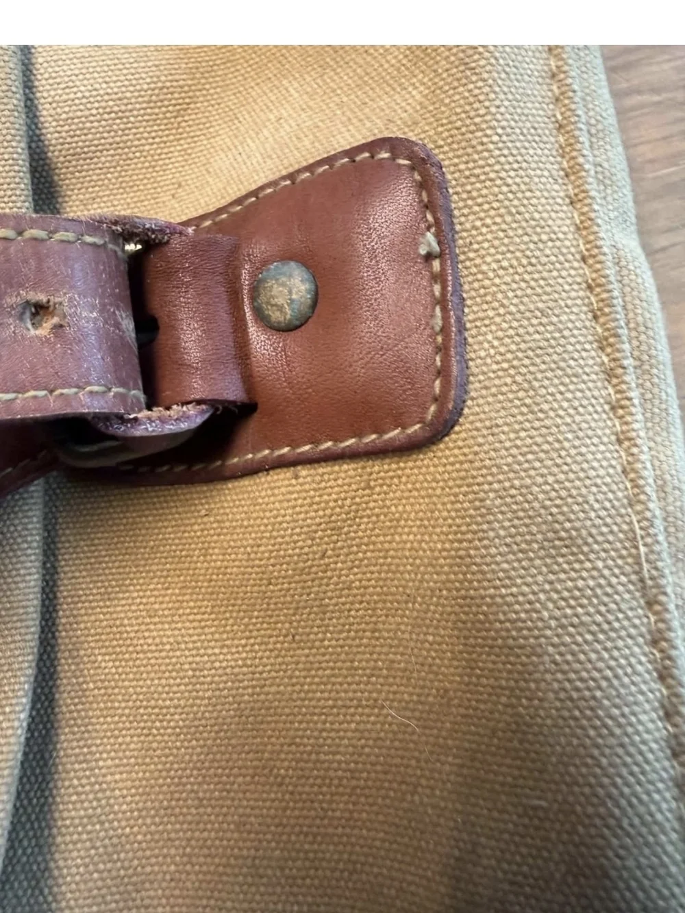 VTG 90s Banana Republic Flap Crossbody Messenger Bag Tan Brown Canvas Leather